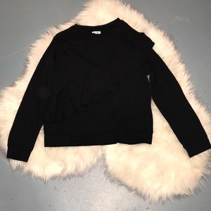Black ruffle sweat shirt